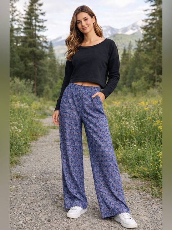 Reitmans Pants - Reitmans Blue Boho Wide Leg Palazzo Pants [000000]